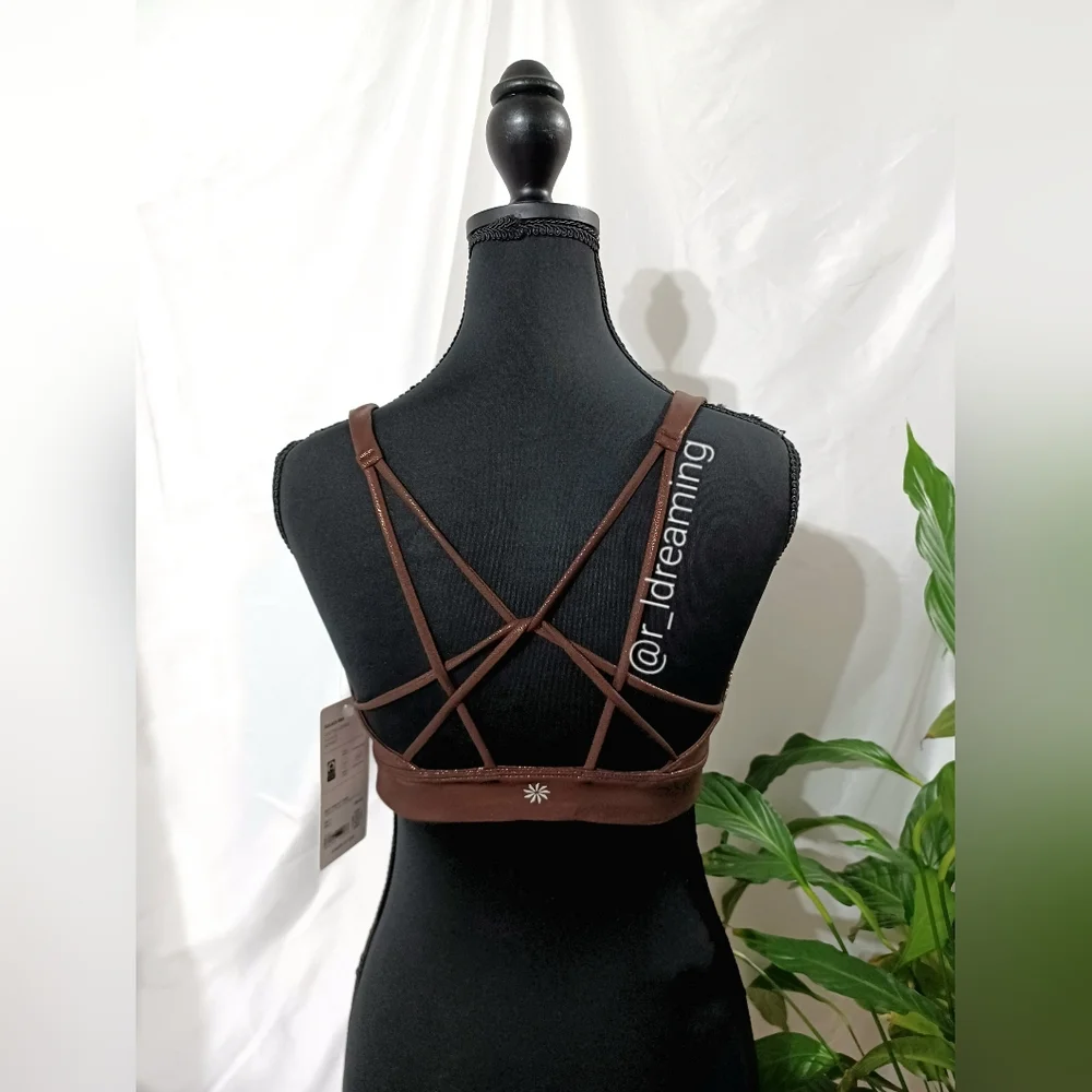 NWT Athleta Solace Bra A-C in Size Medium Toasted Brown Shine Color